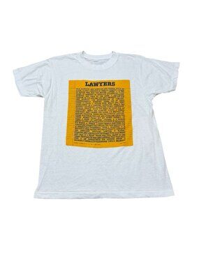 Vintage Single Stitch Lawyers Graphic T-Shirt White Cotton Novelty Tee 1986